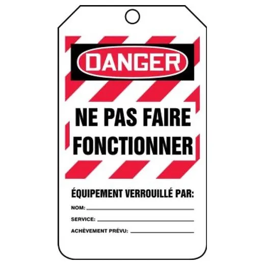 Accuform FRMLT409LTP 10"" x 14"" OSHA Danger Lockout Tag: Do Not Operate - Equipment Locked Out By Red HS-Laminate