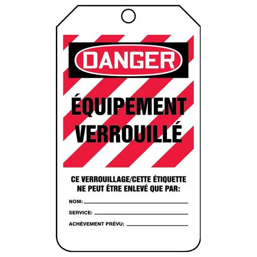 Accuform FRMLT410LTP OSHA Danger Lockout Tag: Equipment Locked Out