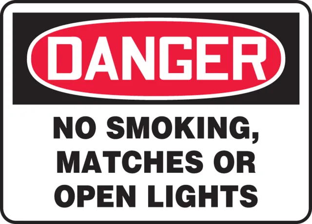 Accuform FRMSMK135VA OSHA Danger Smoking Control Sign: No Smoking, Matches Or Open Lights