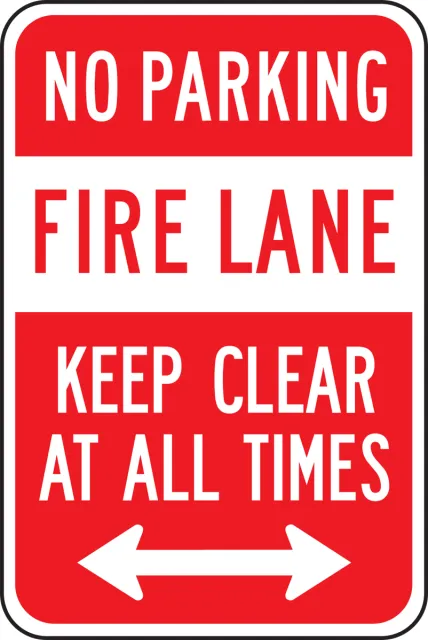 Accuform FRP154RA No Parking Traffic Sign: Fire Lane - Keep Clear At All Times (Double Arrow)