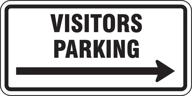 Accuform FRP199RA Facility Traffic Sign: Visitors Parking, Right Arrow