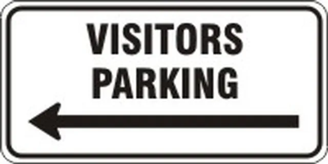 Accuform FRP200HP Facility Traffic Sign: Visitors Parking (Left Arrow)