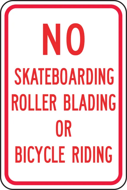 Accuform FRP258RA Traffic Sign: No Skateboarding Roller Blading Or Bicycle Riding