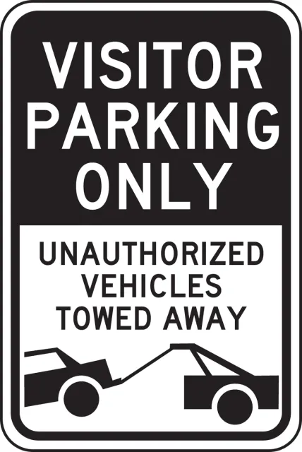 Accuform FRP266RA Visitor Parking Only Traffic Sign: Unauthorized Vehicles Towed Away