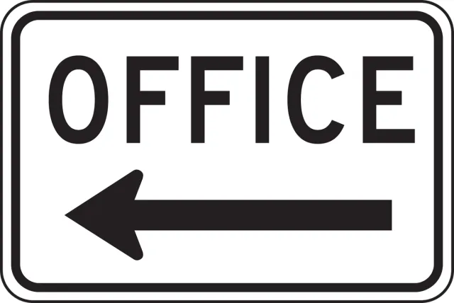 Accuform FRP281RA Traffic Sign: Office (Left Arrow)