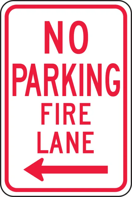 Accuform FRP835RA No Parking Traffic Sign: Fire Lane (Left Arrow)