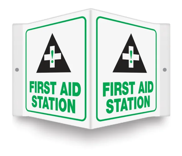 Accuform FRPSP619 Bilingual Projection Safety Sign: Station (First Aid)