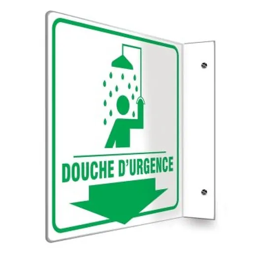 Accuform FRPSP704 24"" x 18"" Projection Safety Sign: Safety Shower Red Engineer Grade Reflective Aluminum (.080)