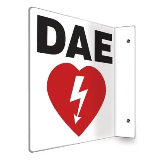 Accuform FRPSP708 24"" x 18"" Projection Sign: Aed Red Engineer Grade Reflective Aluminum (.080)