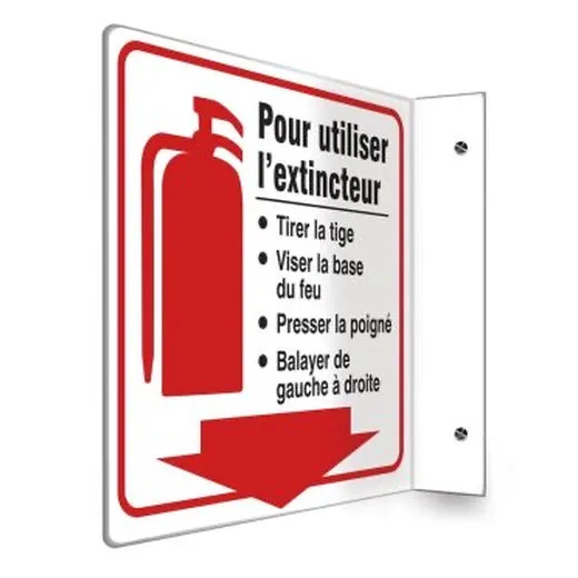 Accuform FRPSP726 24"" x 18"" Projection Sign: to Use Fire Extinguisher Red Engineer Grade Reflective Aluminum (.080)
