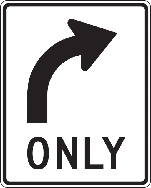 Accuform FRR037DP Lane Guidance Sign: Right Turn Only (Arrow)
