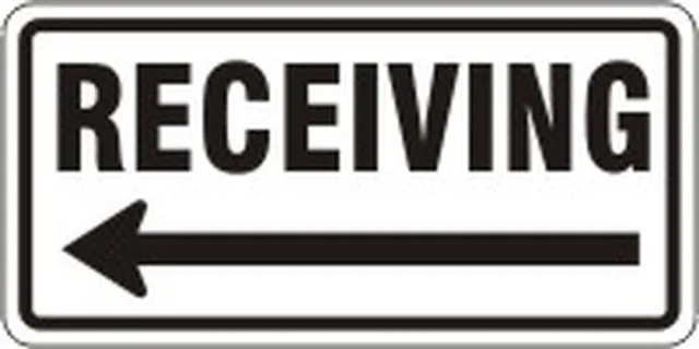 Accuform FRR275RA Facility Traffic Sign: Receiving (Left Arrow)