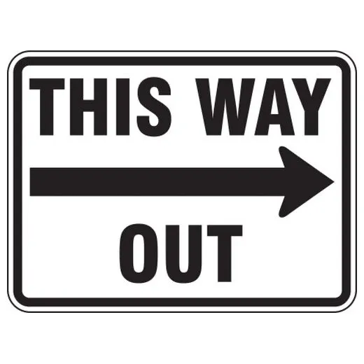 Accuform FRR276HP 18"" x 24"" Facility Traffic Sign: This Way Out, Right Arrow Red High Intensity Reflective Aluminum (.080)
