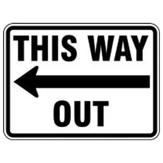 Accuform FRR277RA 18"" x 24"" Facility Traffic Sign: This Way Out, Left Arrow Red Engineer Grade Reflective Aluminum (.080)