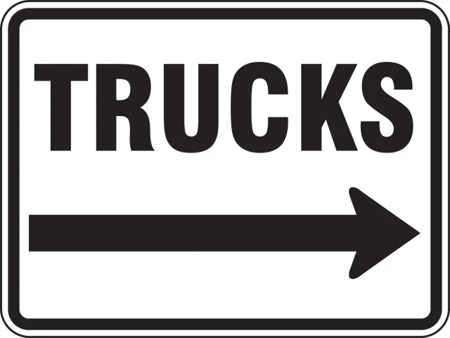 Accuform FRR280DP Facility Traffic Sign: Trucks, Right Arrow