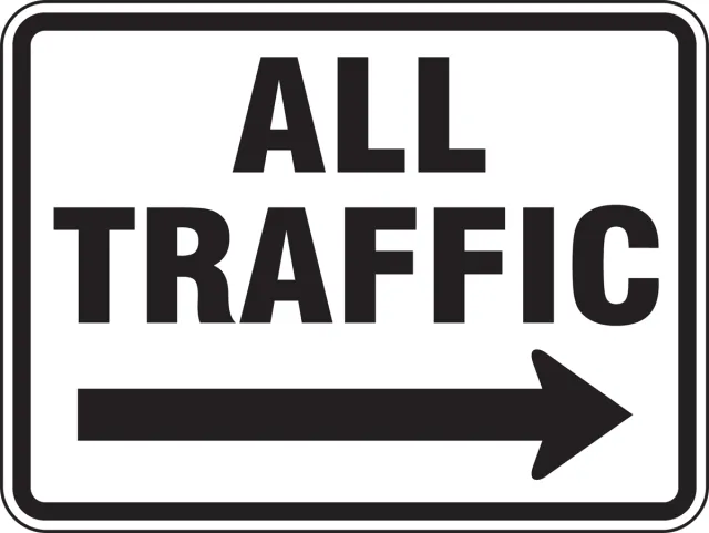 Accuform FRR286DP Facility Traffic Sign: All Traffic, Right Arrow