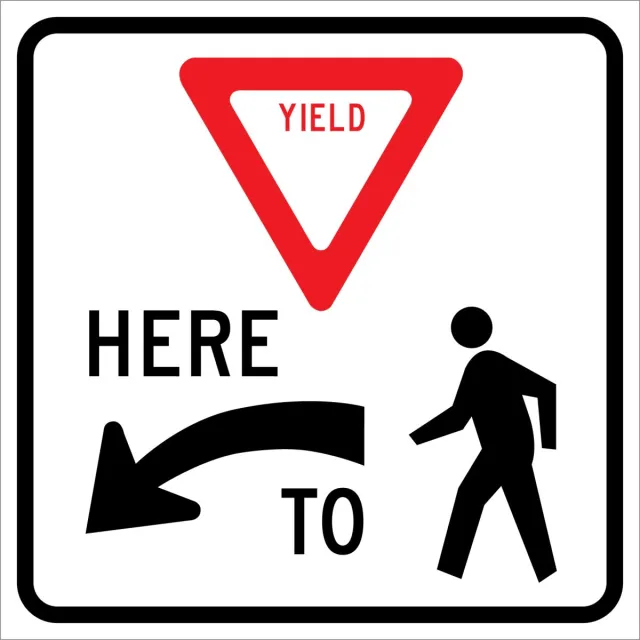 Accuform FRR432HP Intersection Sign: Vehicles Must Yield Here To Pedestrians
