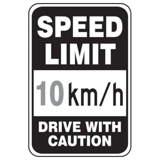 Accuform FRR43910DP 18"" x 12"" Speed Limit Sign: Speed Limit _ km/h - Drive with Caution Red DG High Prism