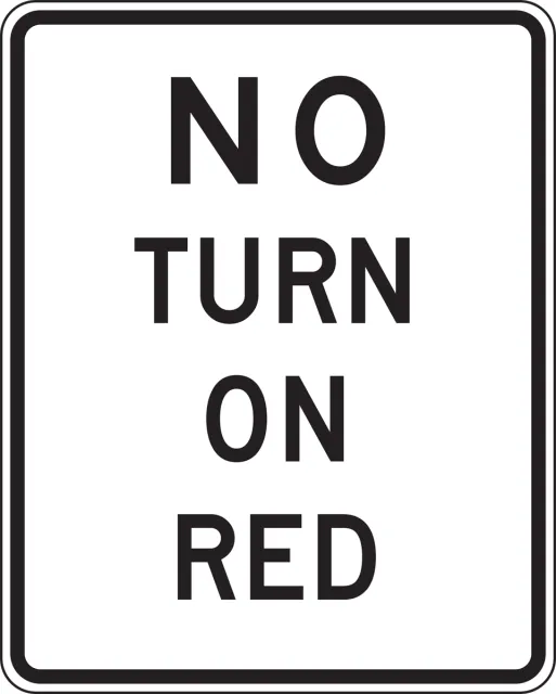 Accuform FRR475DP Intersection Sign: No Turn On Red (4 Line)