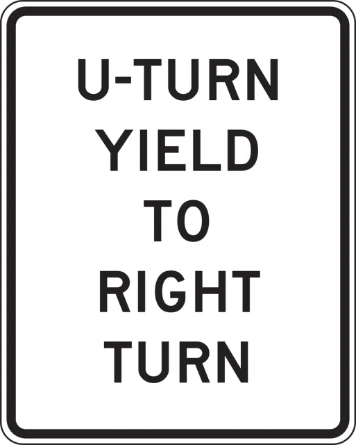 Accuform FRR479RA Intersection Sign: U-Turn Yield To Right Turn