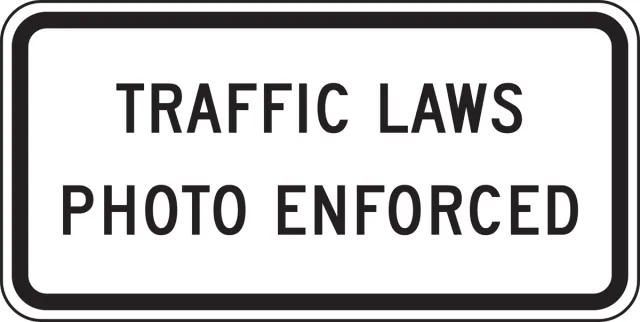 Accuform FRR481DP Intersection Sign: Traffic Laws Photo Enforced