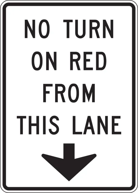 Accuform FRR487DP Intersection Sign: No Turn On Red From This Lane