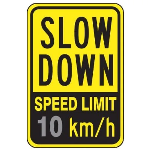 Accuform FRR4915HP 18"" x 12"" Speed Limit Sign: Slow Down Speed Limit _ km/h Red High Intensity Prismatic