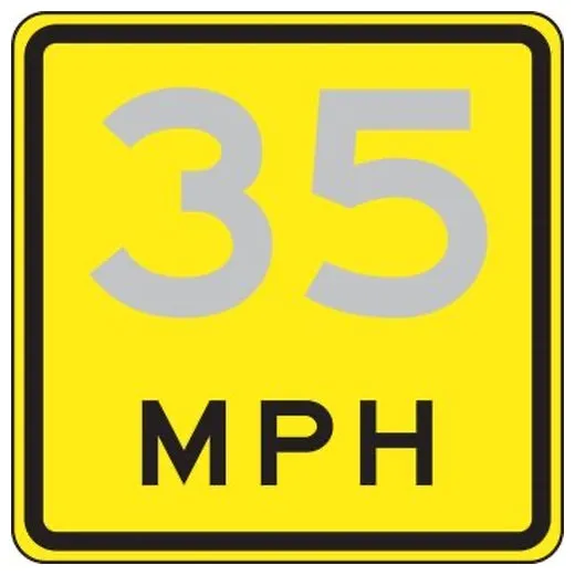 Accuform FRR5095RA 18"" x 18"" Speed Limit Sign: Advisory Speed Plaque Red Engineer-Grade Prismatic