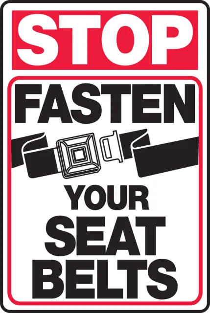 Accuform FRR604DP Rail & Markers: Stop Fasten Your Seat Belts