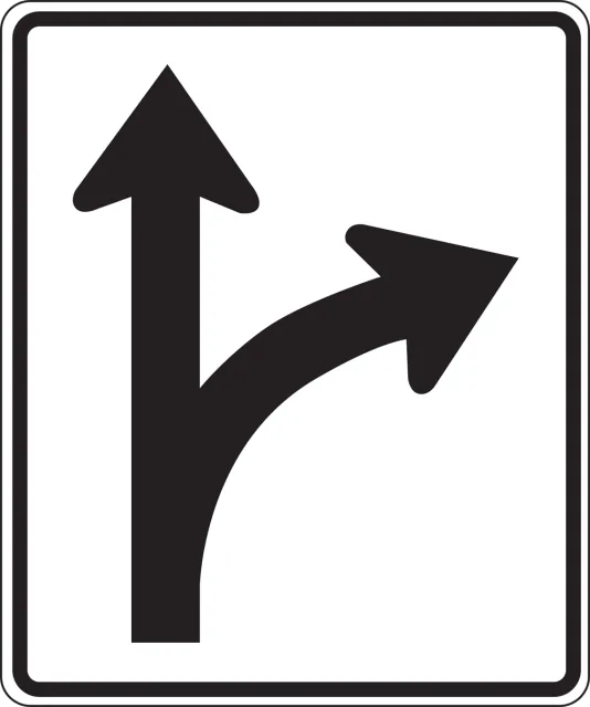 Accuform FRR652DP Lane Guidance Sign: Right/Straight Optional Lane