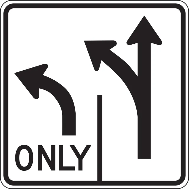 Accuform FRR657DP Lane Guidance Sign: Advance Intersection Lane Control (2 Lane Left Turn Only - Right Lane Optional)