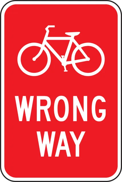 Accuform FRR685DP Bicycle & Pedestrian Sign: Bicycle Wrong Way