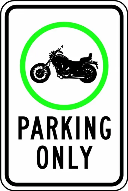 Accuform FRR784RA Traffic Sign: (Motorcycle Graphic) Parking Only