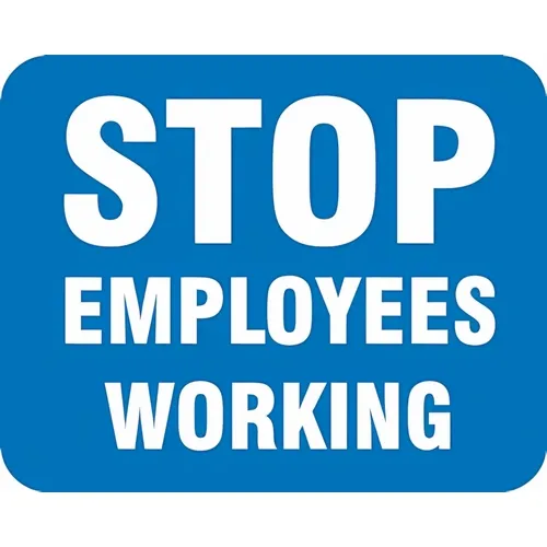 Accuform FRR969BU 12"" x 15"" Non-Reflective Aluminum Railroad Clamp Sign ""Stop Employees Working"" Blue