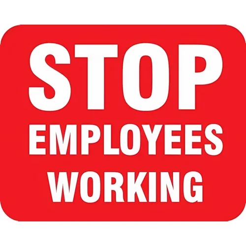 Accuform FRR969RD 12"" x 15"" Non-Reflective Aluminum Railroad Clamp Sign ""Stop Employees Working"" Red