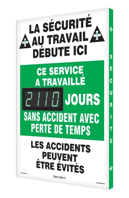 Accuform FRSCK110 Digi-Day Electronic Safety Scoreboards: This Department Has Worked _Days Without a Lost Time Accident