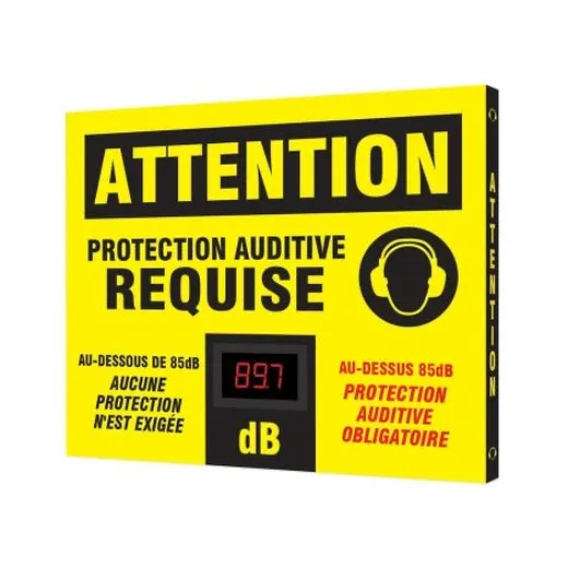 Accuform FRSCS604 20"" x 24"" x 1"" OSHA Caution Industrial Decibel Meter Sign: Hearing Protection Requirdb Red Aluminum Face