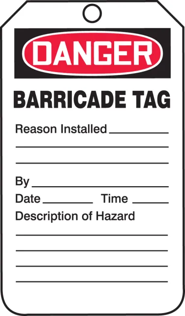 Accuform FRTAB104PTM OSHA Danger Status Alert: Barricade Tag