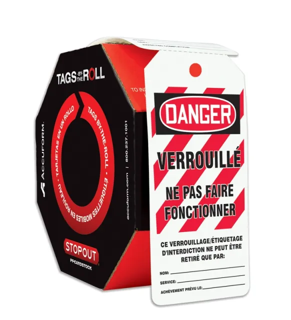 Accuform FRTAR416 OSHA Danger Tags By-The-Roll: Locked Out Do Not Operate