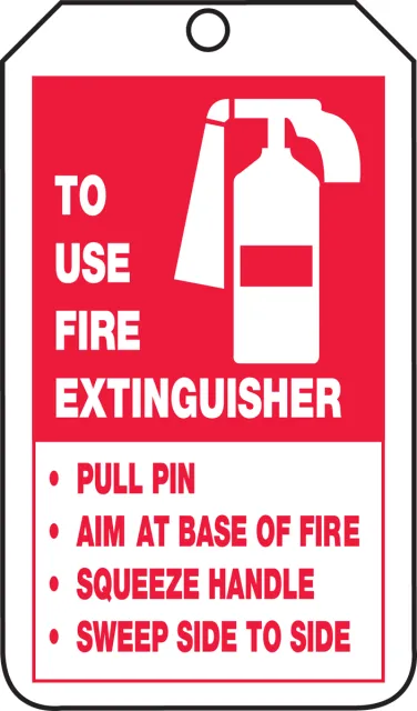 Accuform FRTRS218LTM Fire Extinguisher Safety Tag: Fire Extinguisher Instructions