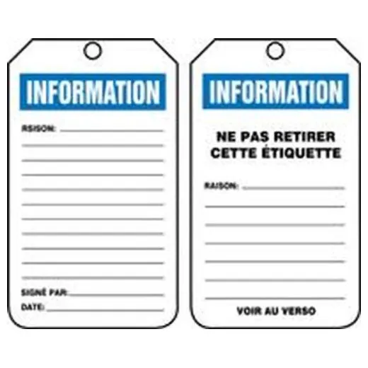 Accuform FRTRS241LTP 20"" x 24"" x 1"" Information Status Safety Tags: Information Red HS-Laminate