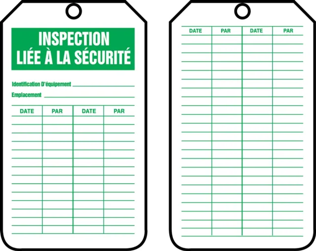 Accuform FRTRS315PTP Equipment Status Safety Tag: Safety Inspection