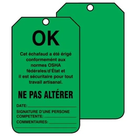 Accuform FRTSS103LTP 20"" x 24"" x 1"" Scaffold Status Safety Tag: OK - Do Not Alter Red HS-Laminate
