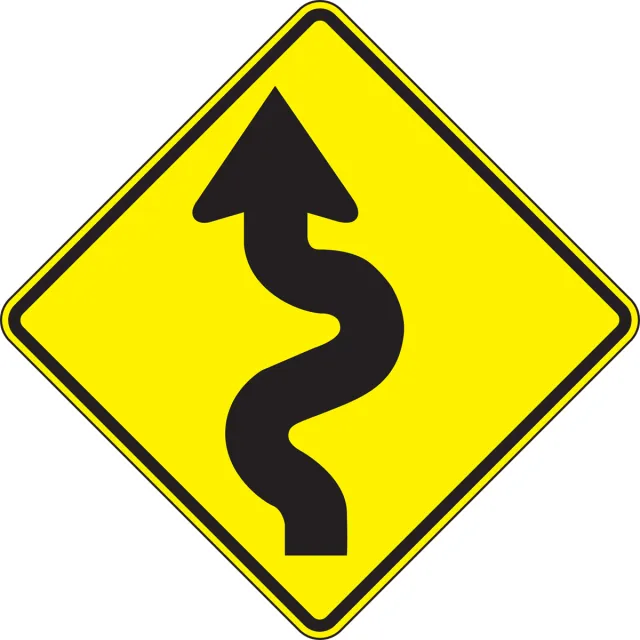 Accuform FRW293DP Direction Sign: Left Winding Road