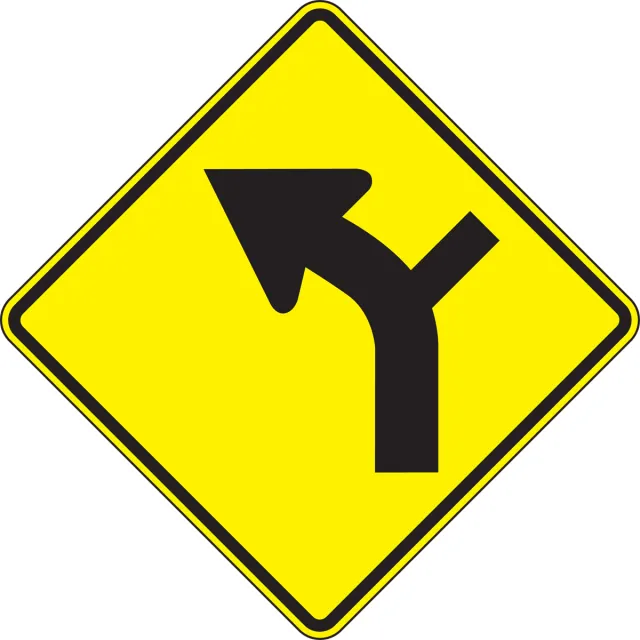 Accuform FRW297RA Direction Sign: Left Curve (Intersection)