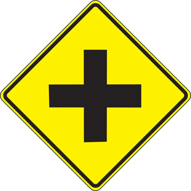 Accuform FRW404HP Intersection Warning Sign: Cross Road