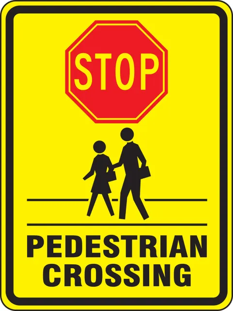 Accuform FRW506DP Bicycle & Pedestrian Sign: Stop - Pedestrian Crossing