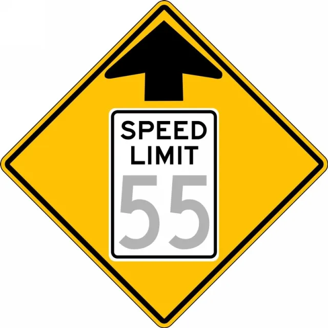 Accuform FRW53640DP Semi-Custom Speed Limit Sign: Speed Limit Ahead _