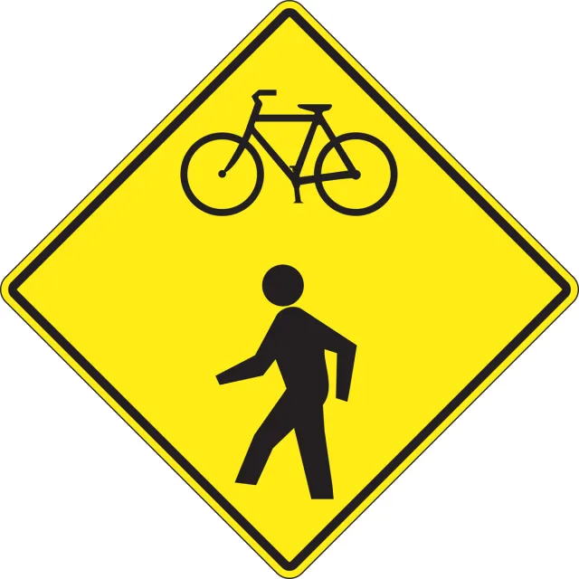 Accuform FRW543DP Bicycle & Pedestrian Sign: Bicycle/Pedestrian Warning