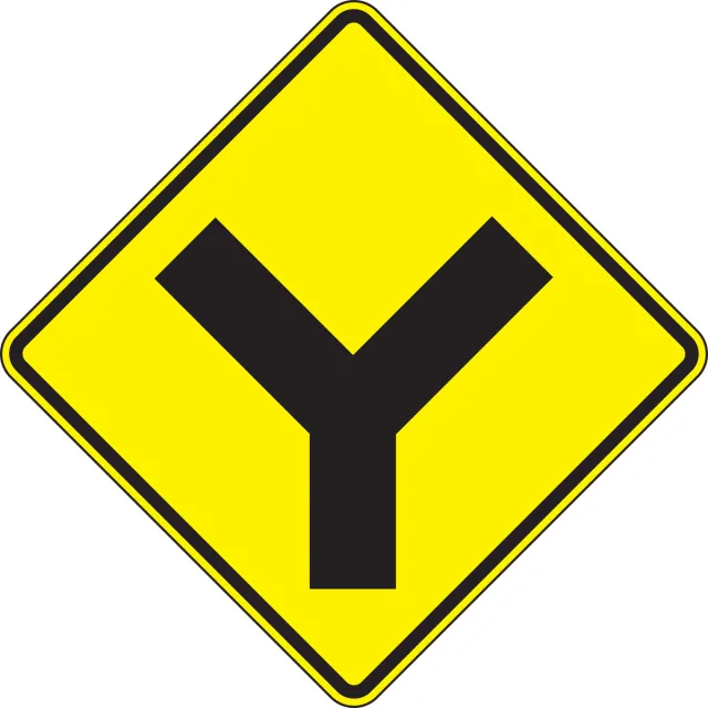 Accuform FRW635DP Intersection Warning Sign: Y-Intersection